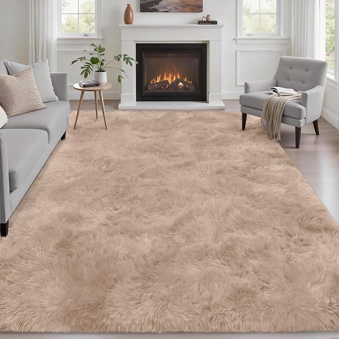 Fluffy 5x7 Area Rugs for Living Room Bedroom: Ultra Soft Shag Rug Non-Slip by Luxturiy