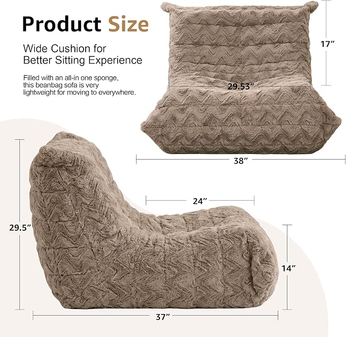 Bean Bag Chairs for Adults Giant Bean Bag Chair Memory Foam BeanBag Chair Bean - Image 2