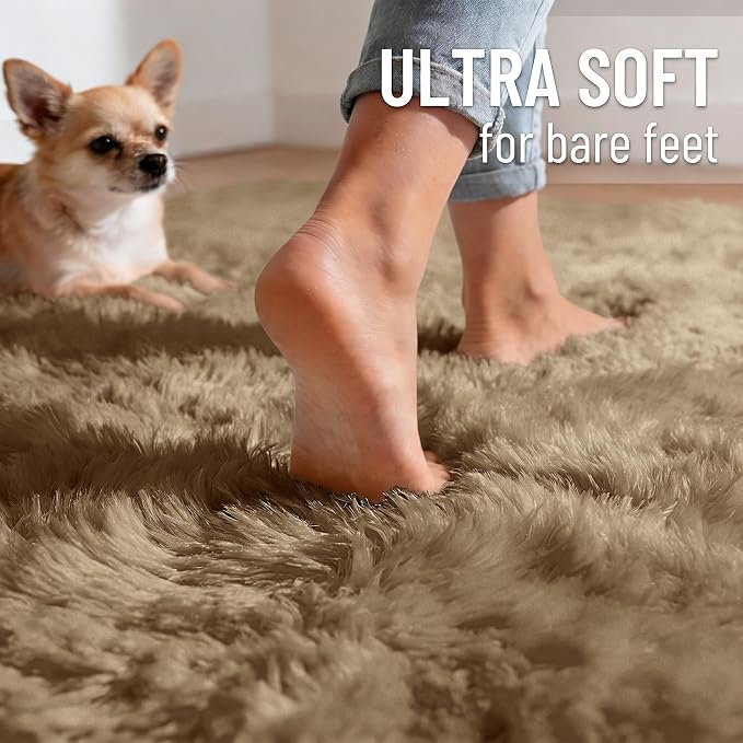 OLANLY 3x5 Machine Washable Small Bedside Rug, Soft Fluffy Shaggy Rugs - Image 4