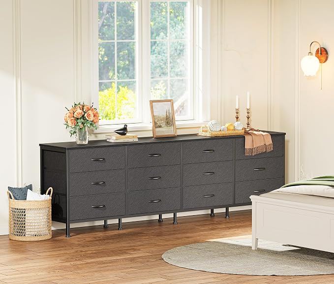 Huuger 70 Inch Black Dresser for Bedroom, TV Stand for 65, 80 Inch TV, 12 - Image 9