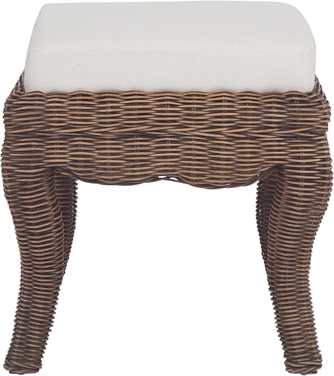 JONATHAN Y Rowan 18.5" Black Wash Woven Rattan Vanity Stool - Image 5