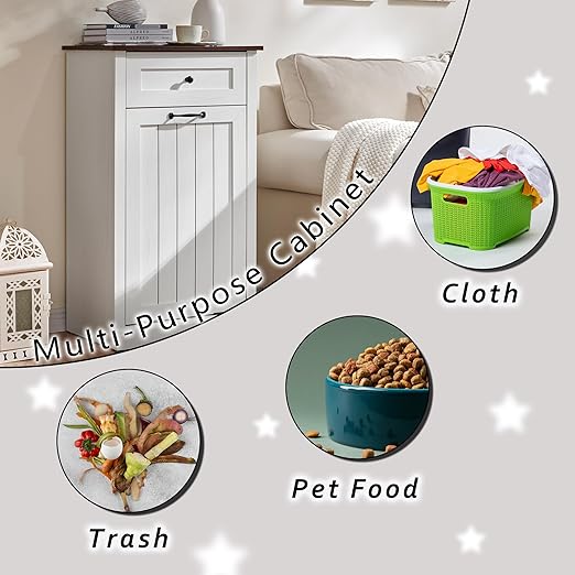 IFGET Tilt Out Trash Can Cabinet, 10 Gallon Farmhouse Laundry Hamper Cabinet - Image 4