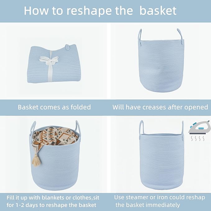 XUANGUO Cotton Rope Laundry Basket Hamper - Image 6