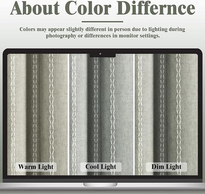 Boho Blackout Curtains 90 Inches Long Sage Green Linen Blend 2 Panels - Image 5