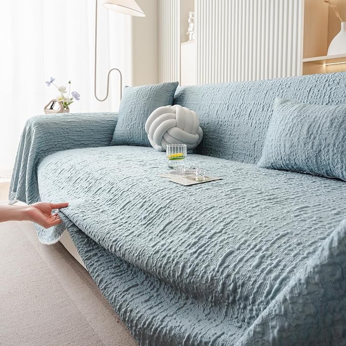 DREAMINGO Bubble Textured Cooling Sofa Cover, Ice Silk Breathable Couch Cover - Image 2