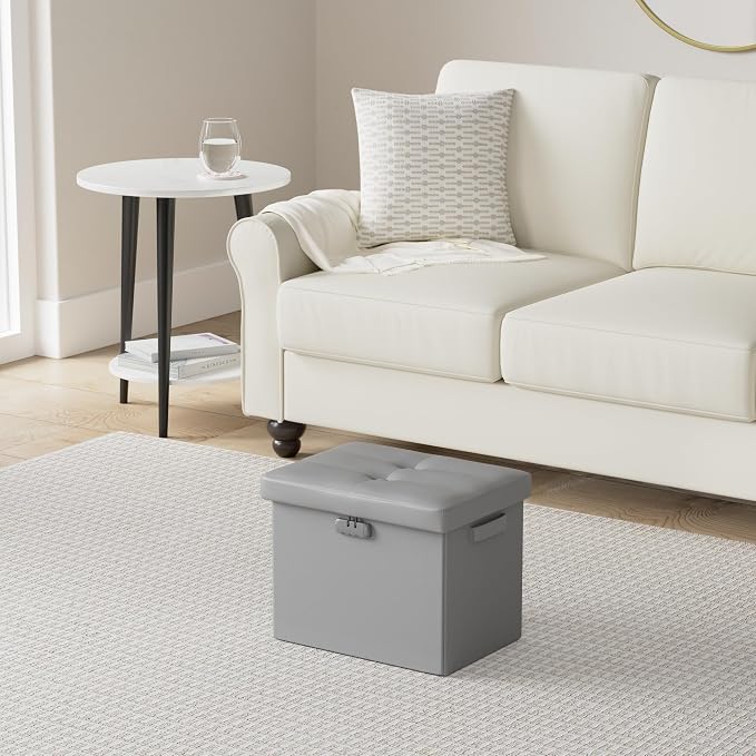 DocSafe Storage Ottoman with Lock, Fireproof Folding Ottoman Foot Rest Stool - Image 2