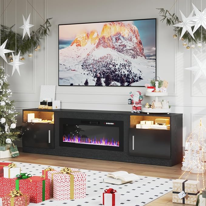 PRETZI Fireplace TV Stand with 36" Fireplace Up to 90" TVs, Remote Control - Image 6