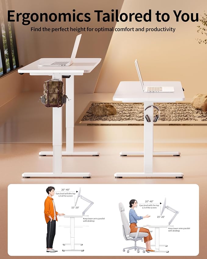 BIZUM Electric Standing Desk 60 x 24 Inch Computer Desk-Gaming Desk White Home - Image 5