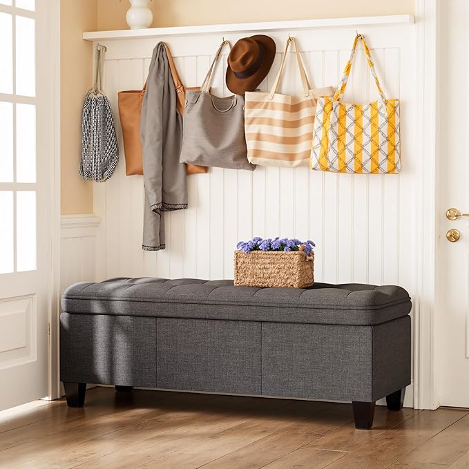 YESHOMY 47 Inches Ottoman with Storage, Storage Bench with Legs, Ottomans - Image 7