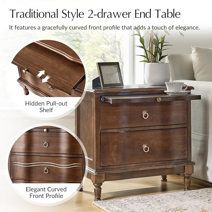 HULALA HOME Solid Wood Storage End Tables - Image 3