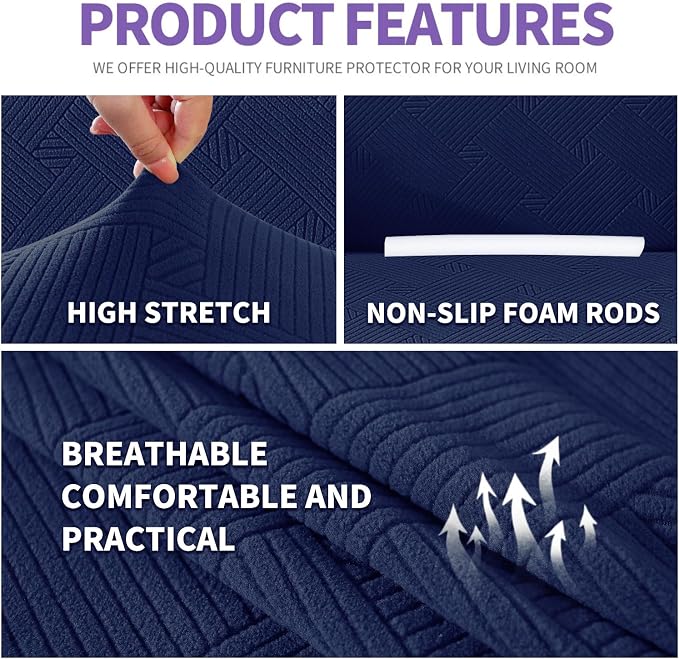 ZNSAYOTX Oversized Super Stretch Couch Cover, New Striped Sofa Covers - Image 4