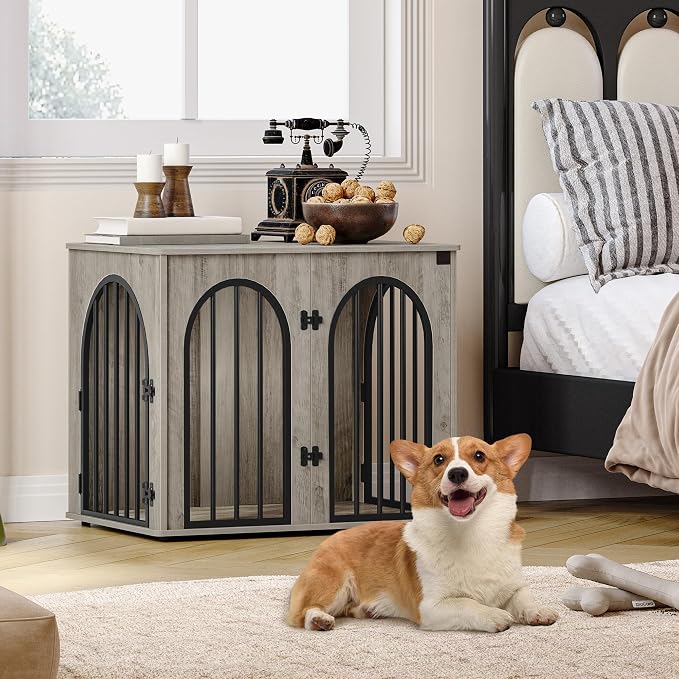 Hzuaneri 26.8'' Wooden Dog Crate Furniture, Indoor Dog Kennel Dogs Cage - Image 3