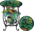 Cinnvoice Outdoor Side Table Round Small Mosaic Patio Accent Indoor End Plant by Cinnvoice