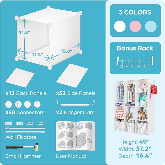 CUBEDIY Baby Closet Organizer for Nursery: Durable Baby Wardrobe for Closet - Image 6