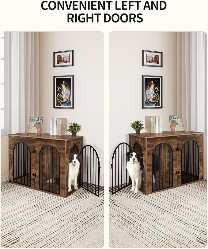 Hzuaneri 44.1" Wooden Dog Crate Furniture, Indoor Dog Kennel Dogs Cage - Image 4