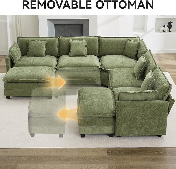 113'' V Shaped Cloud Sectional Sofa, Oversized Deep Seat Couches - Image 6