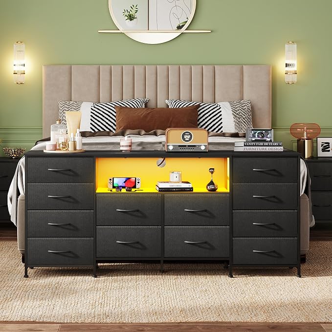 WLIVE 12 Drawer Dresser for Bedroom, 75 inch TV - Image 2