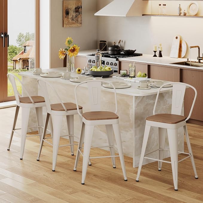 Andeworld Metal Bar Stools Set of 2, 24 inch Counter Height Barstools - Image 7