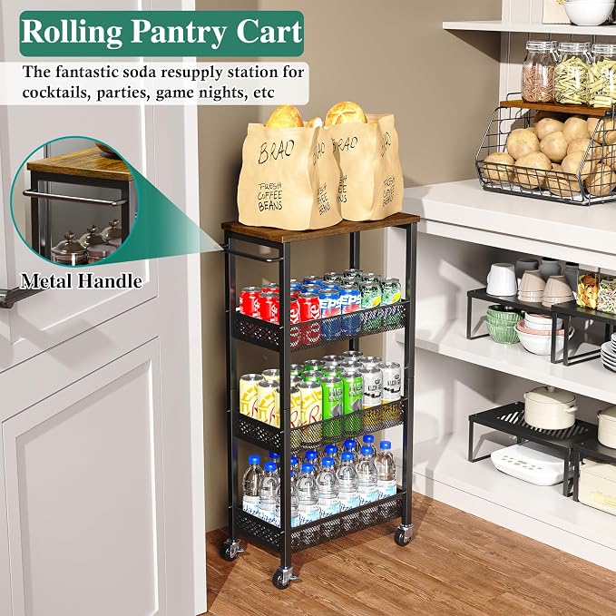 OKZEST Utility Slim Storage Cart, 4-Tier Narrow Bathroom Organizer and Storage - Image 8