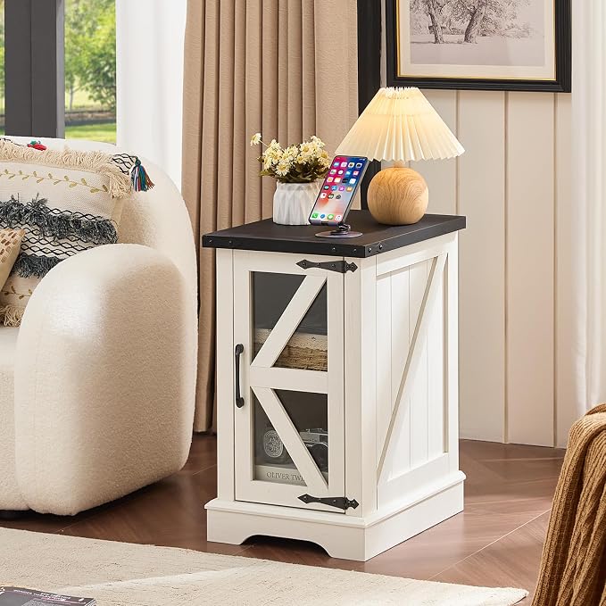 Joaxswe Narrow Night Stand Set 2, Farmhouse Side End Table - Image 2
