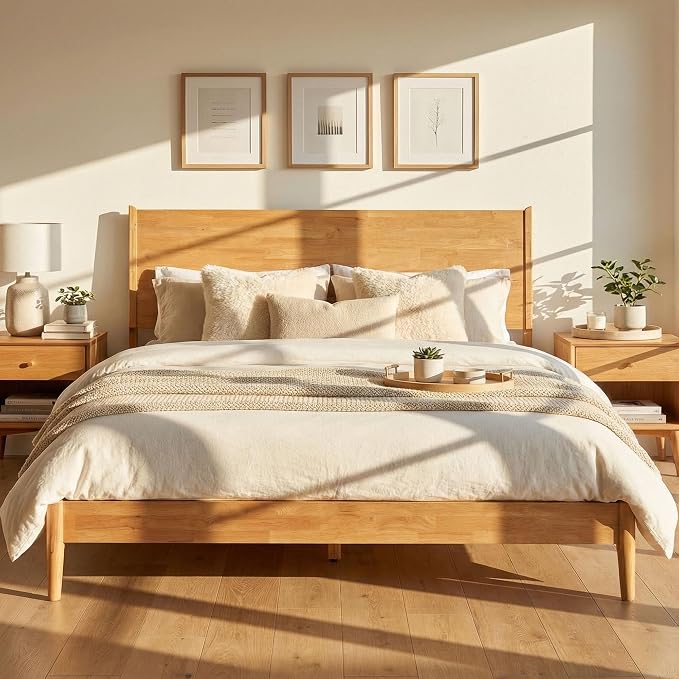 Acacia Haven Queen Bed Frame and Headboard, Solid Wood Platform Bed Frame by AACACIAFURNITURE