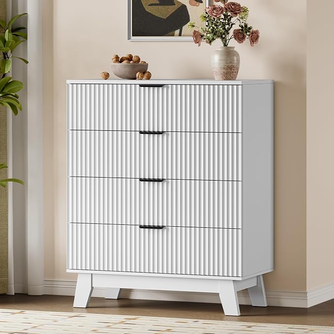 BORNOON 39" Tall Dresser for Bedroom, 4-Drawer Fluted Chest of Drawers - Image 3