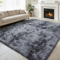 6x9 Fluffy Area Rug for Living Room, Shag Area Rugs for Bedroom, Tie-Dyed Black by yulidayang