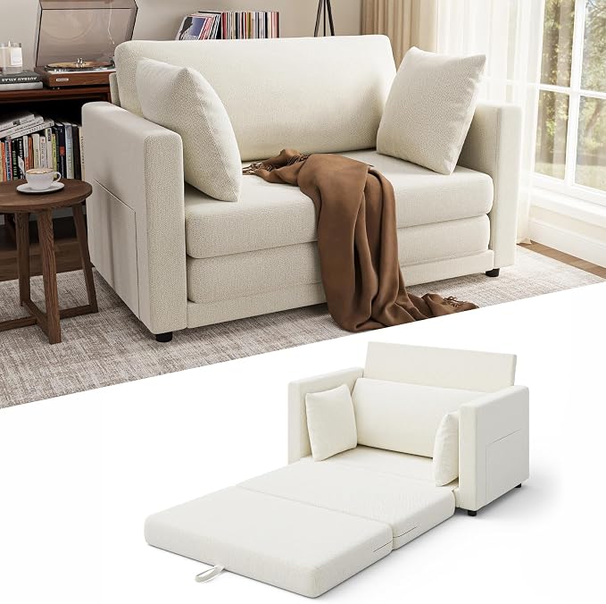Convertible Sofa Bed, 2 in 1 Pull Out Loveseat Sleeper Sofa | 78.7” Folding by TROMIRY