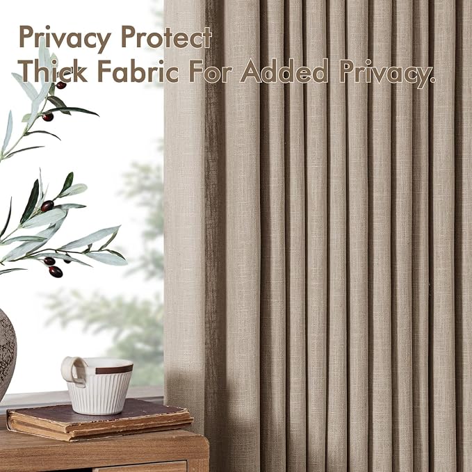 MIULEE Pinch Pleated Thick Linen Curtains 108 Inches Length 2 Panels - Image 7