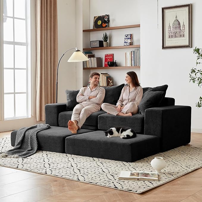Modular Sectional Loveaeat Cloud Sofa, Boneless Couch - Image 2