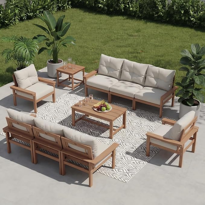 HDPE 10 Piece Outdoor Patio Furniture Set, All-Weather Outdoor Couch Set by YourPerfectOutdoorEscape