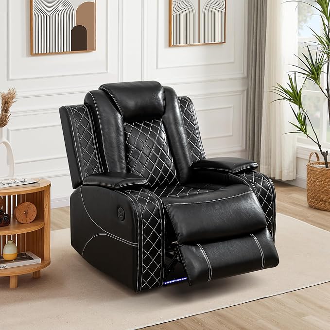 Power Recliner Sofa Set with LED Lights, Includes a Manual Recliner 1 Seat and - Image 3