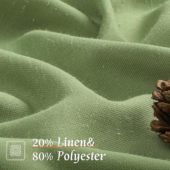 LAMIT Sage Green Linen Curtains 63 inch Length - Image 2