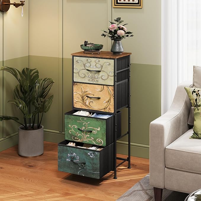 WLIVE Dresser with 4 Drawers, Storage Tower, Organizer Unit, Fabric Dresser - Image 4