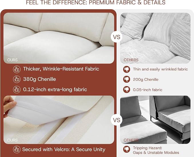 GRUSIGN 110'' Oversized Cloud Sectional Boneless Couch - Image 7