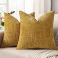 decorUhome Summer Mustard Yellow Chenille Euro Sham Throw Pillow Covers 26x26 by decorUhome