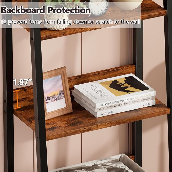 Furologee 4-Tier Ladder Shelf, Ladder Bookshelf - Image 4