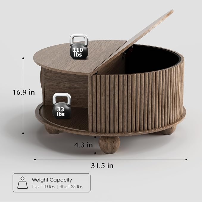 SULIVES Round Coffee Table - Image 2