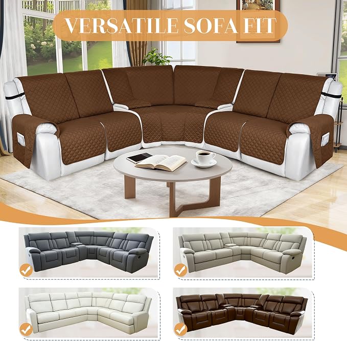 HDCAXKJ 100% Waterproof Reclining Sectional Couch Covers L Shape Recliner Sofa - Image 6