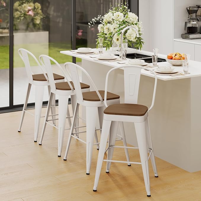 Andeworld Metal Bar Stools Set of 4, 24 inch Counter Height Barstools - Image 5