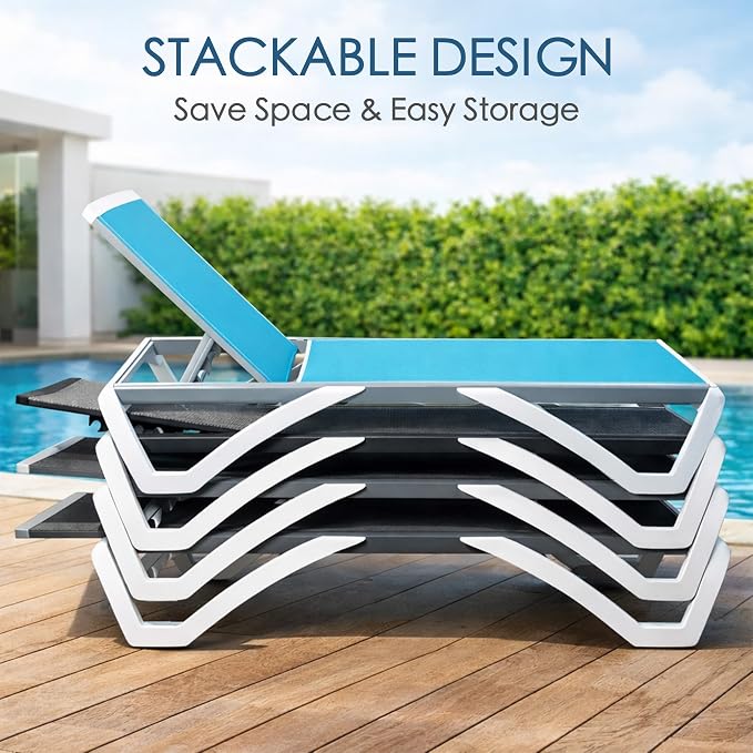 Kozyard Outdoor Chaise Lounge Chair, Fully Flat Adjustable Patio Lounger - Image 5