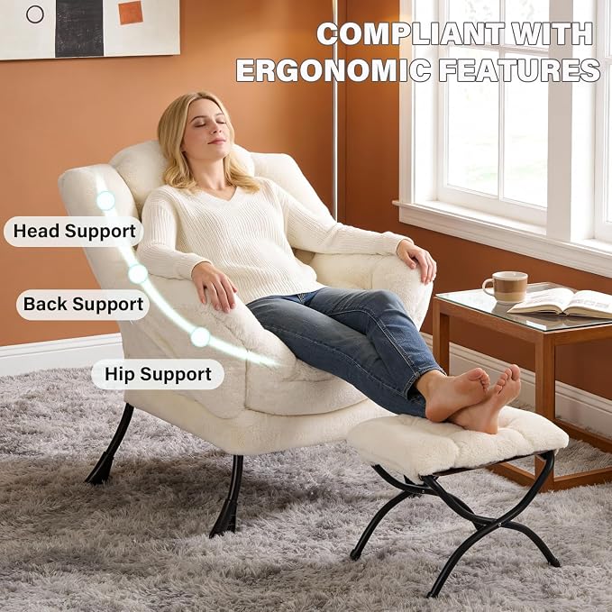 MBOOYOME Lazy Chair with Ottoman, Modern Accent Lounge Armchair with Side - Image 6