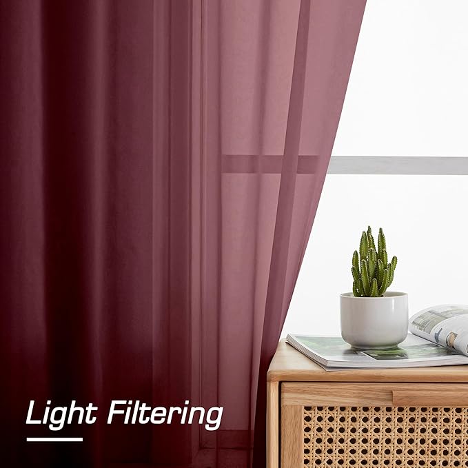 OWENIE Sheer Curtains, Sheer Curtains 78 inch Length 2 Panels Set, Rod Pocket - Image 3