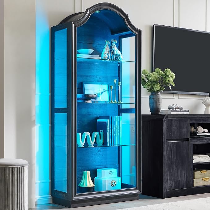 IFGET 72" Arched Glass Display Cabinet, Modern Curio Cabinet by IFGETEnrichYourLivingSpace