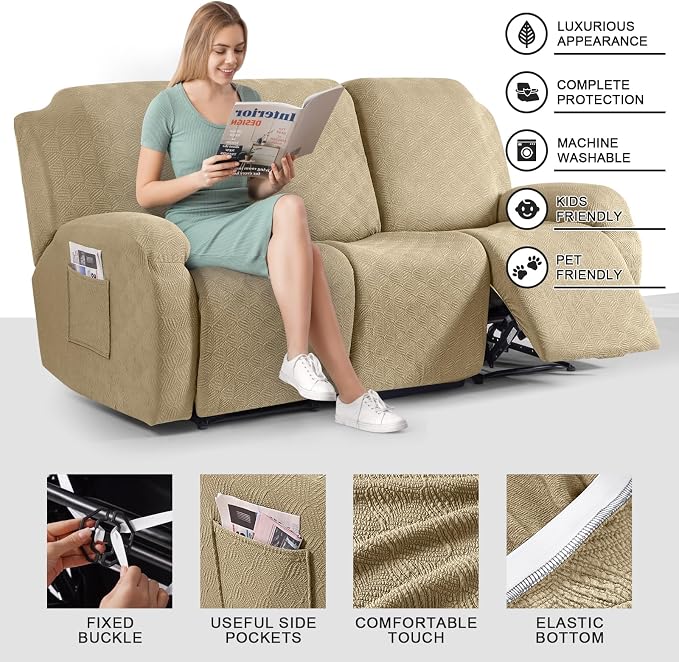 Timeles Recliner Covers for 3 Seater Reclining Couch Covers Sofa Slipcover - Image 3
