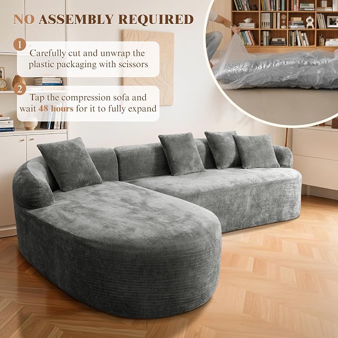 99" Curved Sectional Sofa with Chaise, Modern Boneless Couch with Deep Seat - Image 5