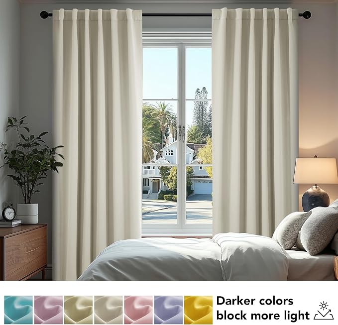 Deconovo Blackout Curtains, Thermal Insulated, W42 x L84 2 Panels, Back Tab - Image 4