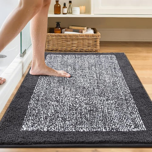 48x32 Large Bathroom Rugs Washable Non Slip, Dark Grey Bath Mat - Image 2