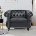 LEVNARY Leather Upholstered Armchair, Mid-Century Modern Single Sofa Chair by LEVNARY