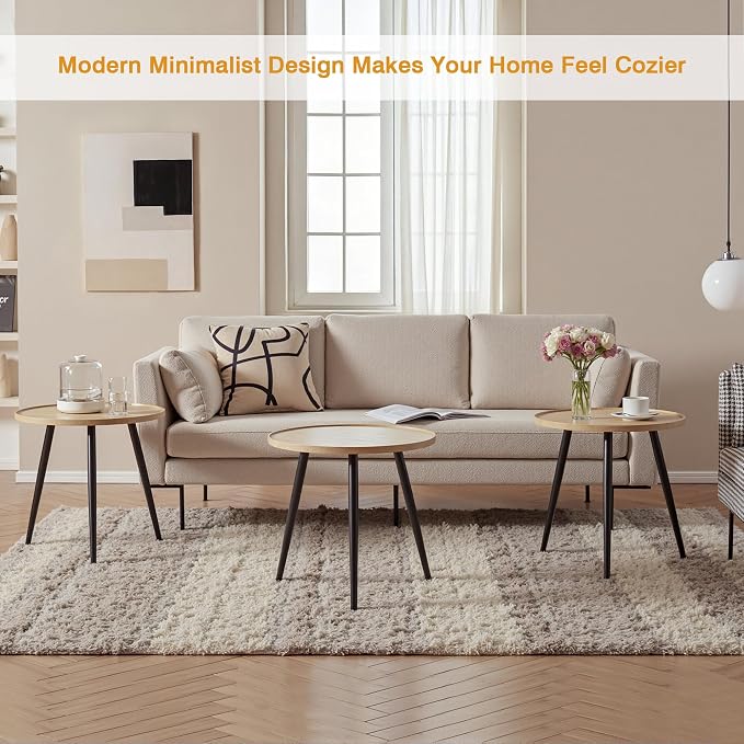 VECELO Modern Side Table, Round Small End Table, Exclusively Designed - Image 9